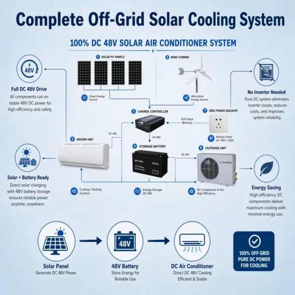 Heating Solar Air Conditioner, 48V, Inverter - view 5
