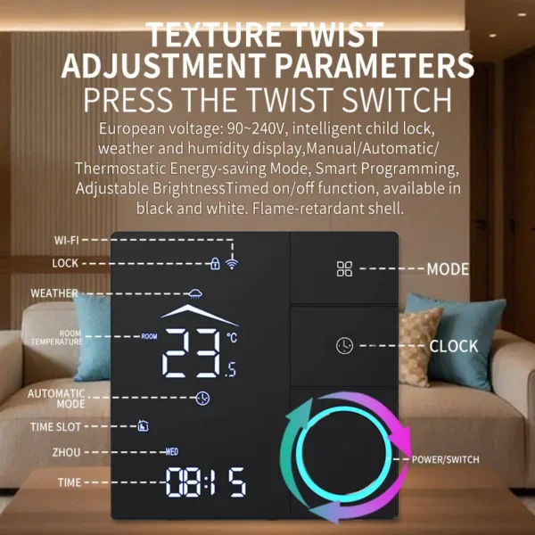 Heating Temperature Controller, APP, less than 1W, ABS Plastic - view 3
