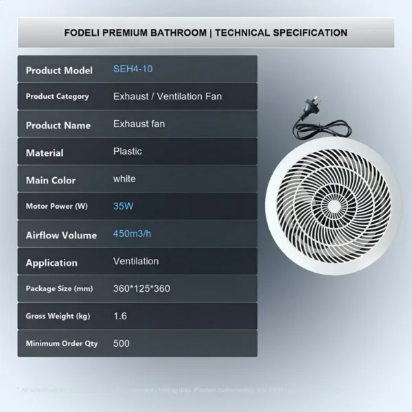 High Airflow Exhaust Fan, 35W, Wall - view 5