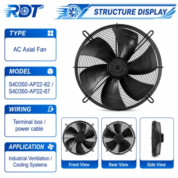High Performance Fan, S4D350-AP22-62, 265-460V, 350mm - view 2