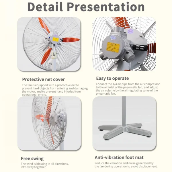High-power Industrial Pneumatic Fan, Explosion-Proof, Metal - view 4