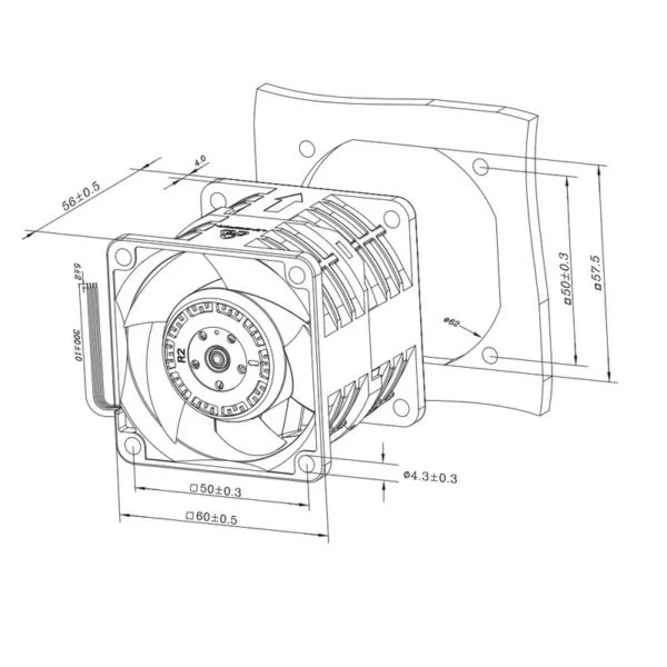 High Pressure Blower, INNOOTEC, 12V, 60*60*56mm, Brushless - view 3