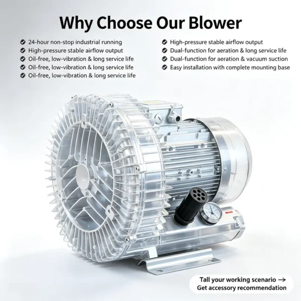High Pressure Regenerative Blower, Aluminum, Electric - view 3