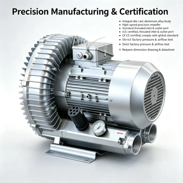 High Pressure Regenerative Blower, Aluminum, Electric - view 4