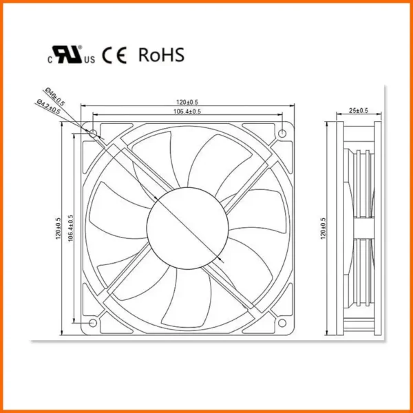 High Quality Cooler, 12025, 120*120*25MM, 120mm, Brushless - view 5