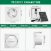 Hole Smoke Exhaust Fan, Solar, DC12V, Wall - view 5