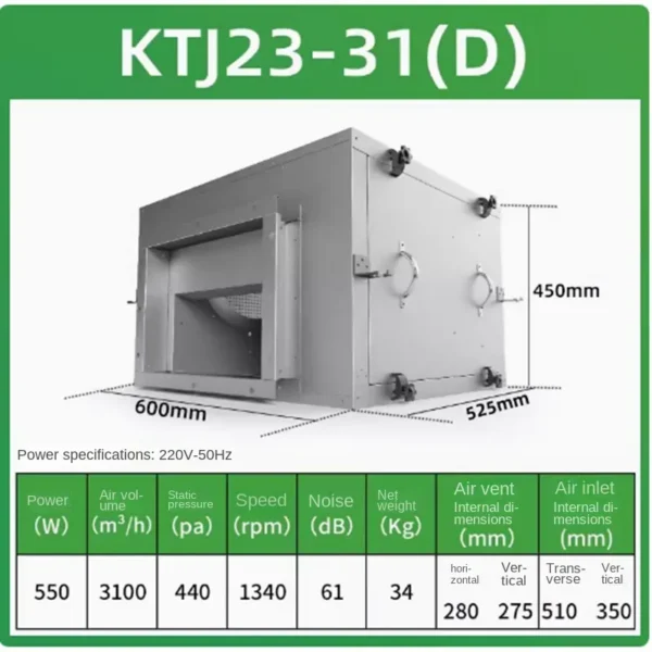 Household Duct Exhaust Fan, Electric, 1340 rpm - view 3