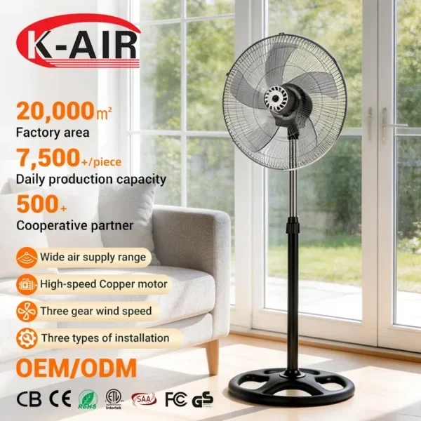 Household Stand Fan, Stainless, Steel, 220V