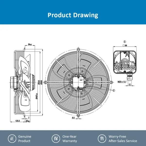 Hvac Condenser, S4D500-AD03-01, 400V, 500mm, 820W - view 4