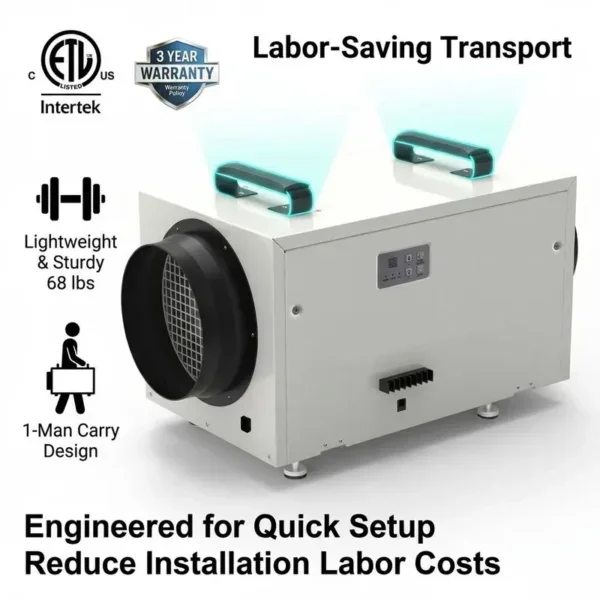 Hvac Ducted Central Dehumidifier, ETL, 115V, 70-140 - view 3