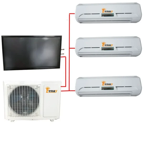 Hybrid Solar Vacuum Tube, 36000Btu, 3-Zone, Inverter, R410a - view 2