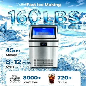 Ice Machine, 60kg, 72kg, 160lbs, 24h