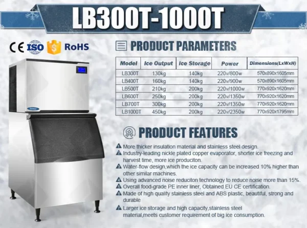 Ice Machine, LB1000, 220V, Stainless steel 304 - view 5