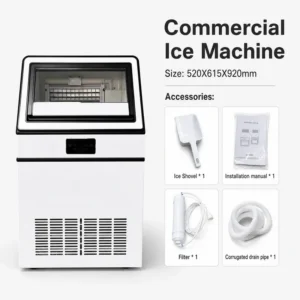 Ice Machine, Stainless, Steel, 72kg, 160LBS
