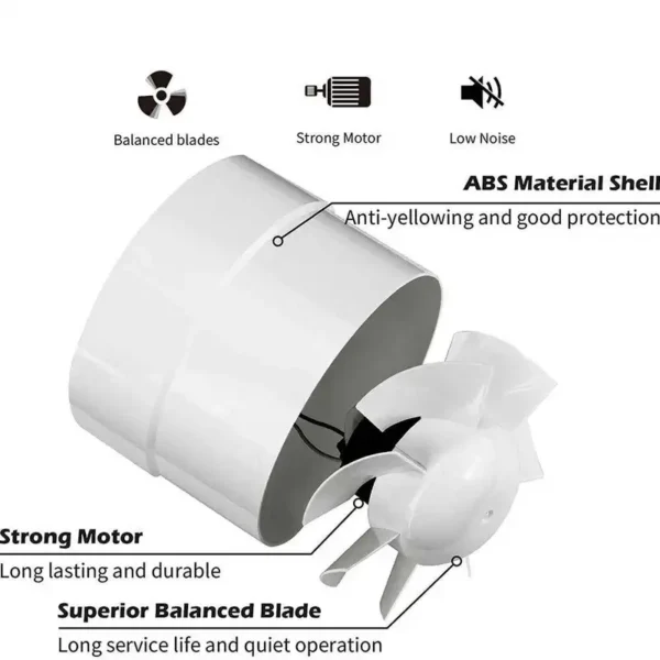 In-line Air Duct Fan, 4inch, ABS, 30W - view 3
