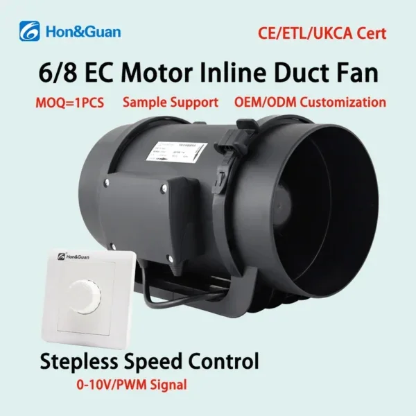 In-line Duct Fan, 160mm, 220 V, Corded Electric
