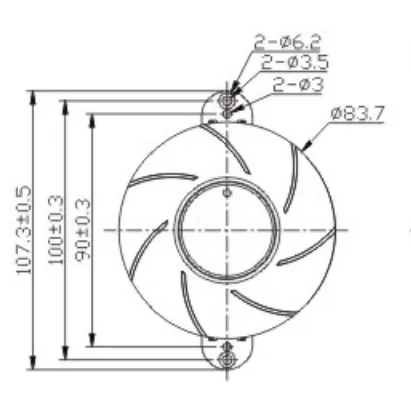 Inclined Centrifugal Cooling Fan, TD8025-PB1, 12V, 2500RPM - view 3