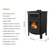 Indoor Modern Firewood Stove, RC0901A, 9KW - view 3