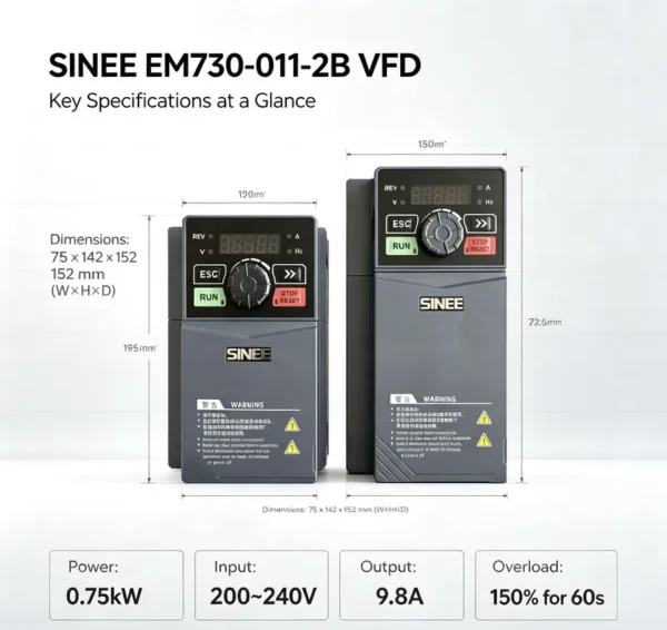 Industrial Automation Motor, SINEE, EM730, 220V, 11KW - view 4