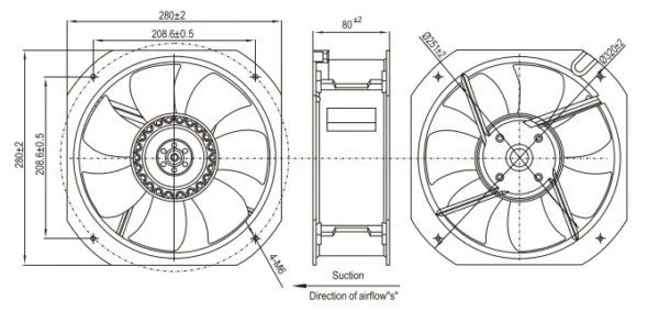 Industrial Axial Cooling Fan, 200mm, 22580, 12v, 24v - view 5