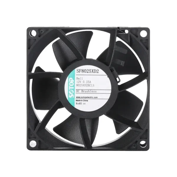 Industrial Axial Cooling Fan, DC8025, Plastic, 12V