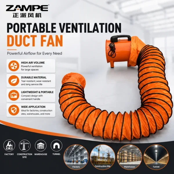 Industrial Axial Ventilation Fan, Portable, 0.37kW, 10m - view 4