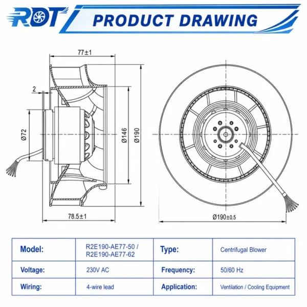 Industrial Centrifugal Cooling Blower, 230 V, Corded Electric - view 3