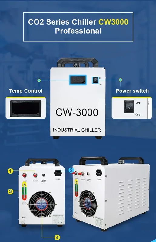 Industrial Chiller, Cw-3000, 220V, 0.5kw(0.67hp) - view 3
