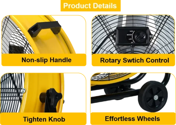 Industrial Drum Fan, 3-Speed, 24"(60cm - view 4