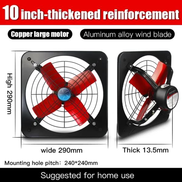 Industrial Electric Exhaust Fan, 38W-150W, 110V-220V, Cast - view 2