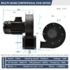 Industrial Micro Blower, 110V/220V, Centrifugal, Radial, 550W - view 4