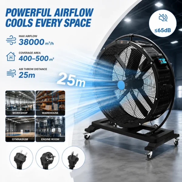 Industrial Mobile Fan, Portable, 38000m³, 600W(0.80hp) - view 3