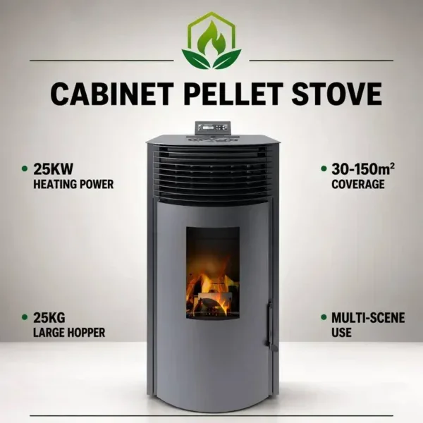 Industrial Pellet Stove, 150B, 25kW, 150m