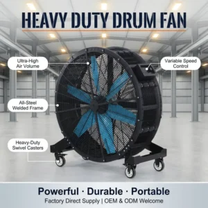 Industrial Portable Drum Fan, AC 100V~240V, Electric