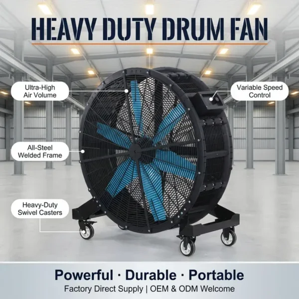 Industrial Portable Drum Fan, AC 100V~240V, Electric