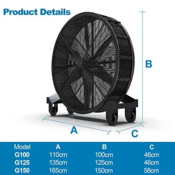 Industrial Portable Drum Fan, AC 100V~240V, Electric - view 6