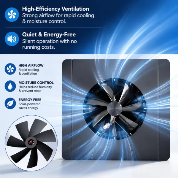 Industrial Roof Axial Fan, Solar, 24V, 40W, Steel - view 3