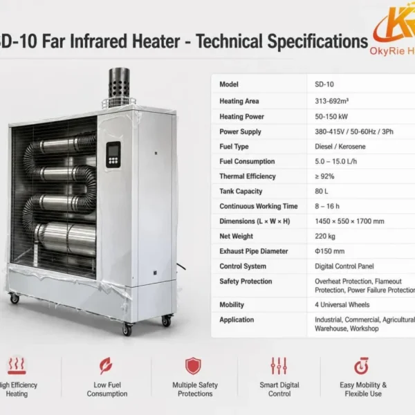Infrared Diesel Industrial Heater, SD-10, 10KW - view 2