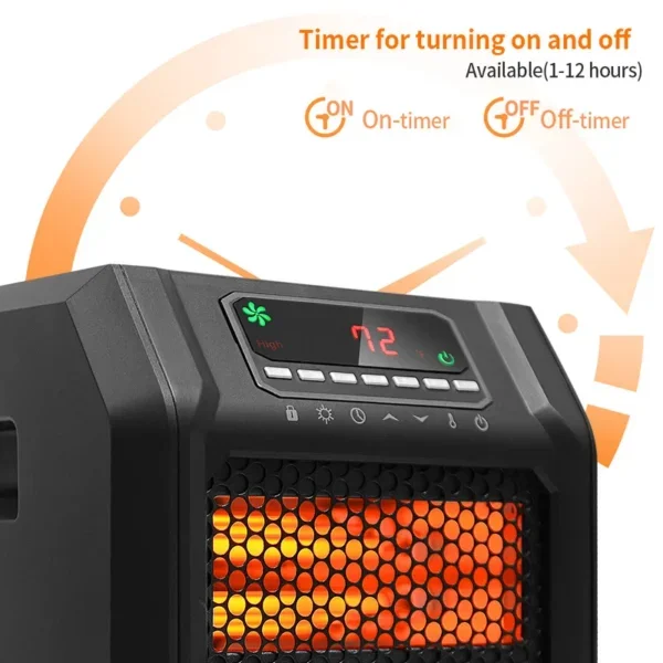 Infrared Space Heater, Portable, 1000w, 1500w, 6-element - view 3