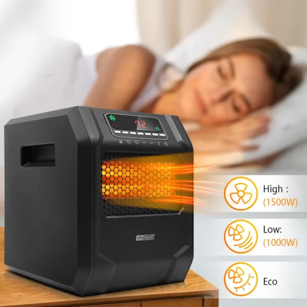 Infrared Space Heater, Portable, 1000w, 1500w, 6-element - view 5