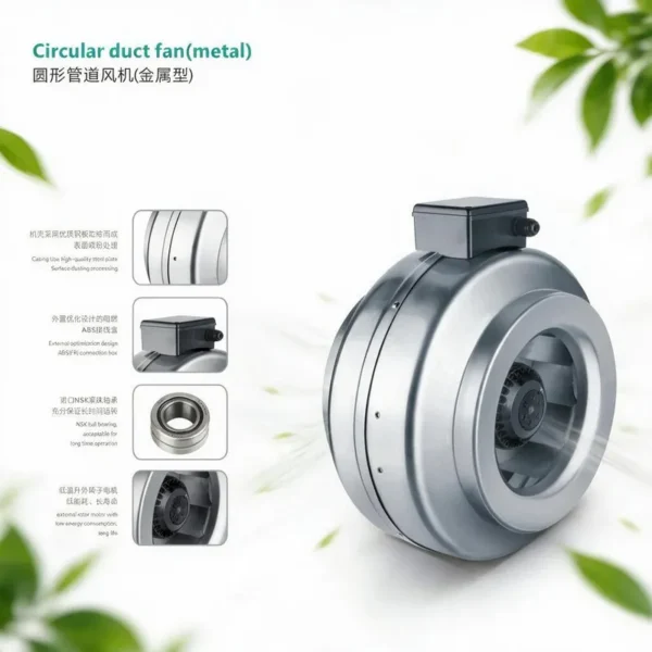 Inline Circular Duct Fan, 1895CFM, 220 V, Corded Electric - view 3