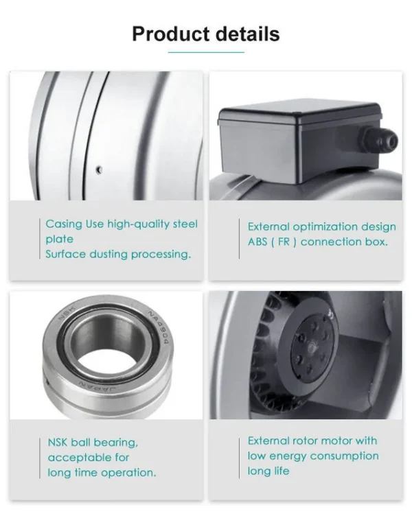 Inline Circular Duct Fan, 620CFM, 220 V, Corded Electric - view 4