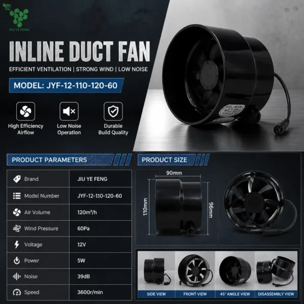 Inline Duct Blower, 12W, 12V - view 2