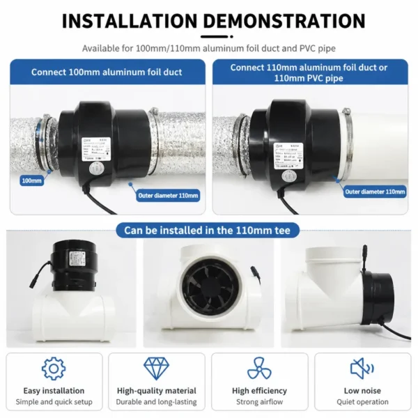 Inline Duct Blower, 12W, 12V - view 5