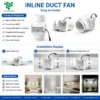 Inline Duct Booster Fan, 12V, Plastic, 110mm, HVAC - view 2