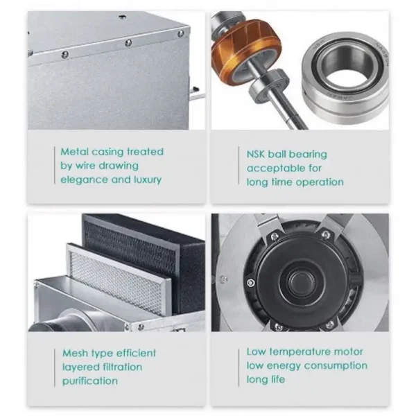 Inline Duct Exhaust Fan, HEPA, 220 V, Corded Electric - view 2