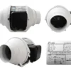 Inline Duct Exhaust Fan, Plastic, 220 V, Corded Electric
