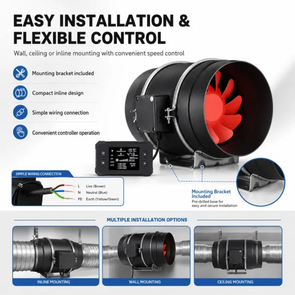 Inline Duct Fan, 100mm, HVAC - view 3