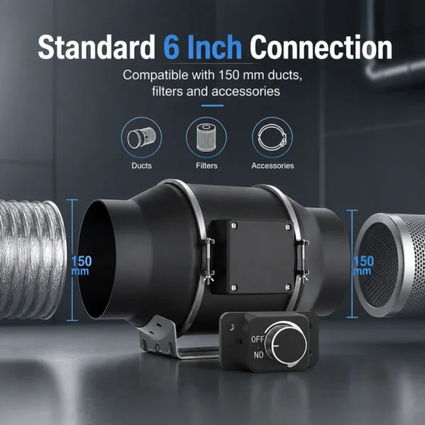 Inline Duct Fan, 150mm, HVAC - view 2