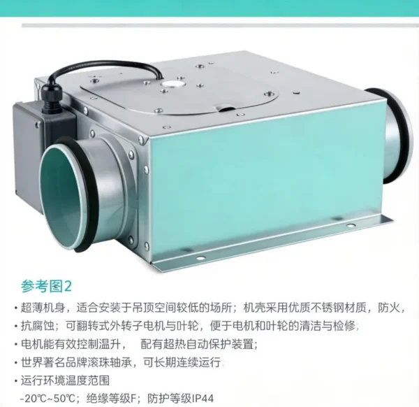 Inline Duct Fan, 180CFM, HVAC - view 2